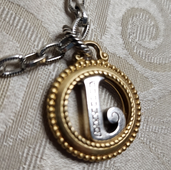 BRIGHTON INITIAL L MIXED METAL CHARM BRACELET - Picture 9 of 14